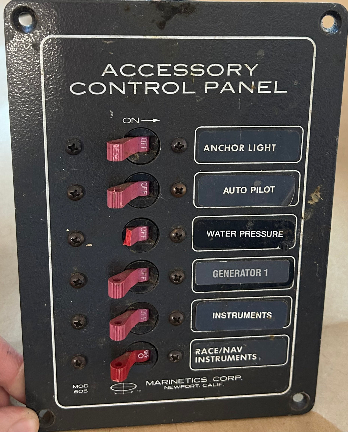 Marinetics Accessory Control Panel Model 605 (broken switch)
