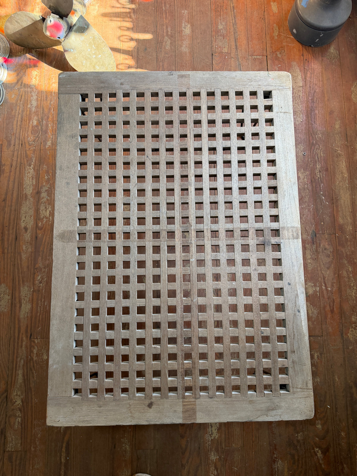 Teak Grated Table - 39 5/8” Length x 28” wWidth x 17” Height 
