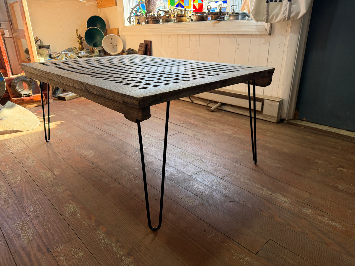 Teak Grated Table - 39 5/8” Length x 28” wWidth x 17” Height 
