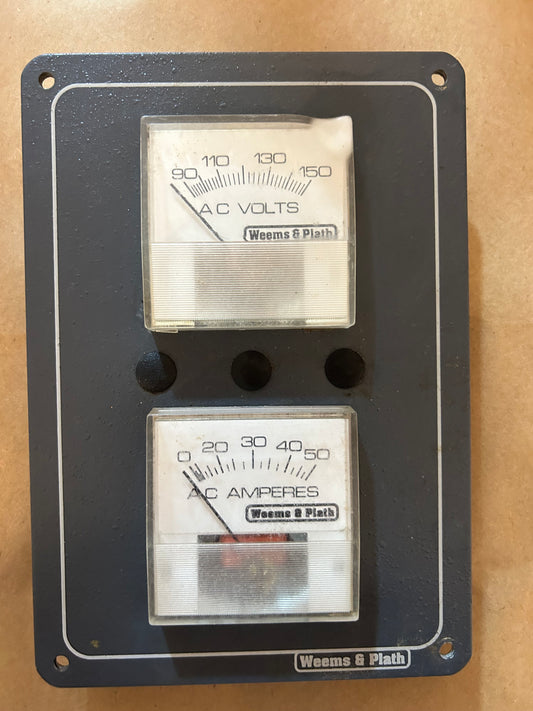 Weems & Plath AC Volt and Amperes Meter Panel
