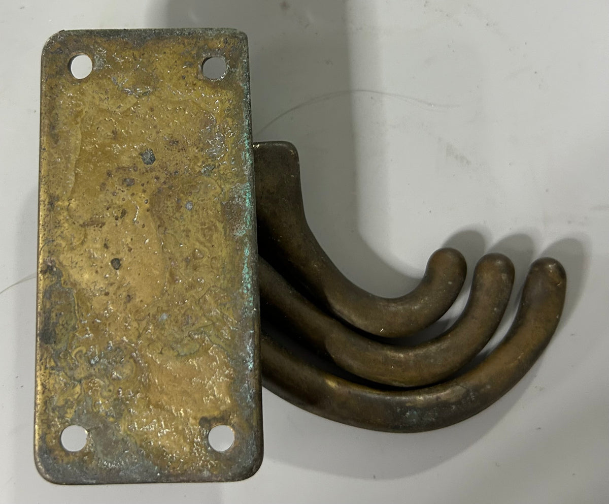 Used Brass Swivel Wall Hook with Three Curved Hooks