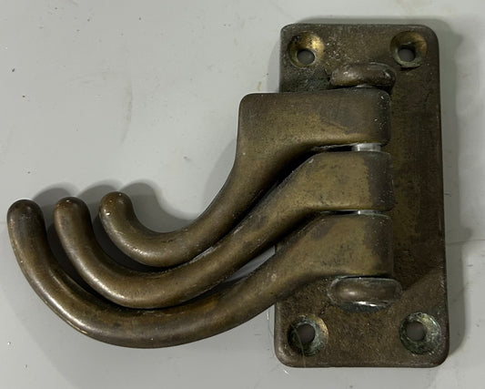 Used Brass Swivel Wall Hook with Three Curved Hooks