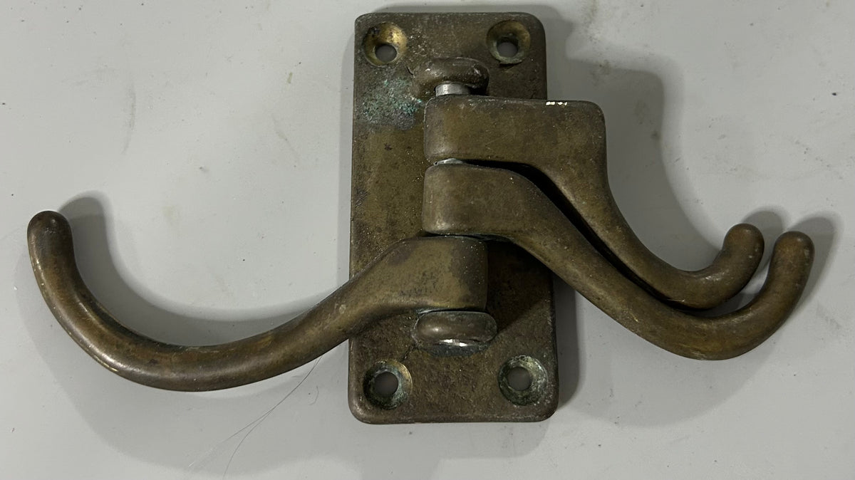 Used Brass Swivel Wall Hook with Three Curved Hooks