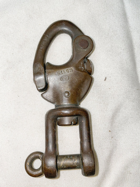 Vintage B&A Bronze 4"  Forked Bail 5/8" Snap Shackle