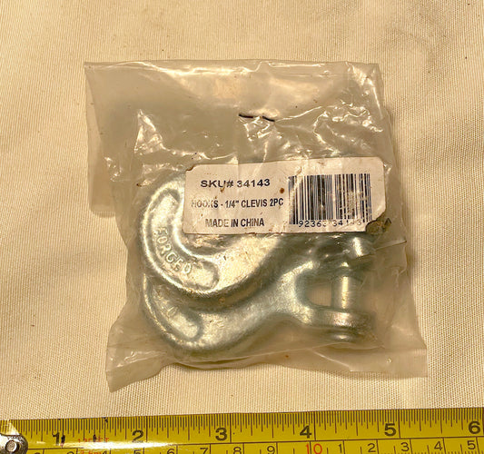 Clevis Hooks 1/4" - NEW - PN 34143 PAIR