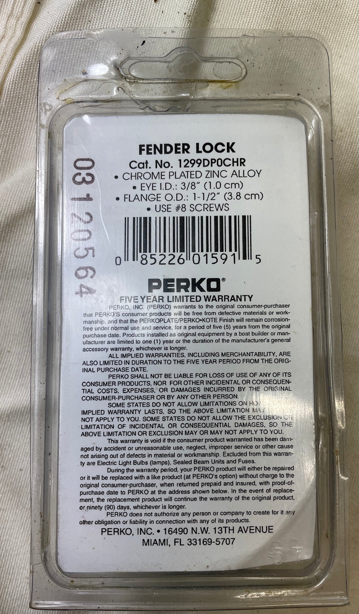 Perko Fender Chrome Plated Lock New