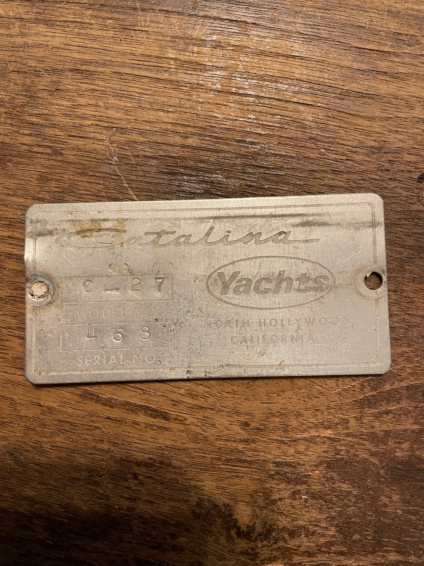 Catalina 27 Builders Plate