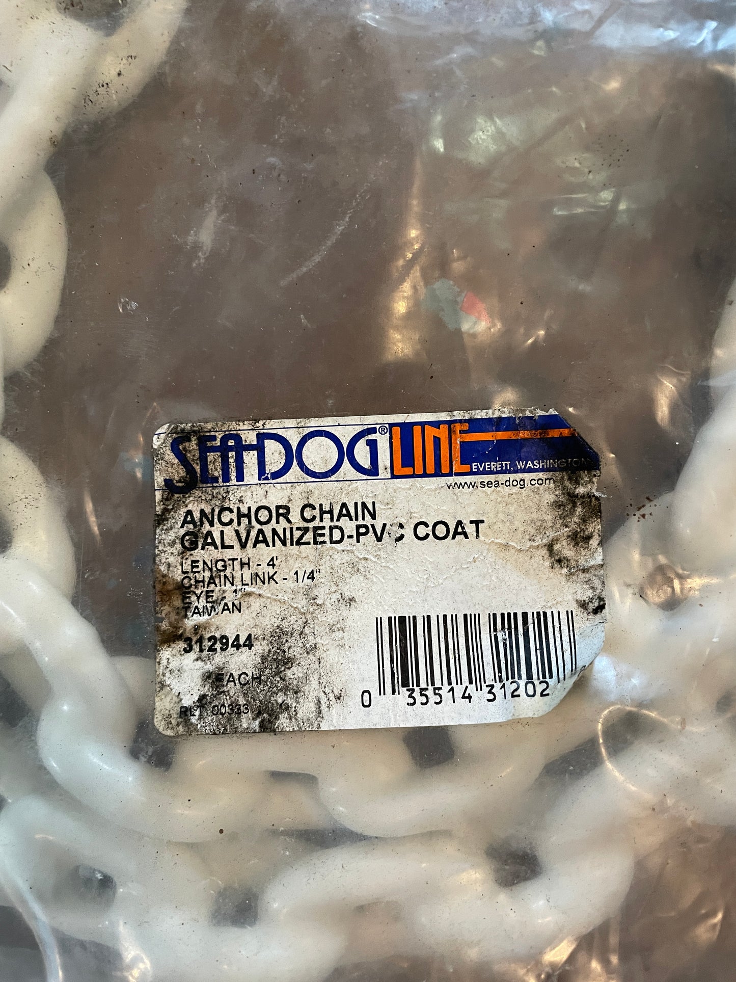 Seadog Line Galvanized PVC Coating 4’ Anchor Chain -NEW