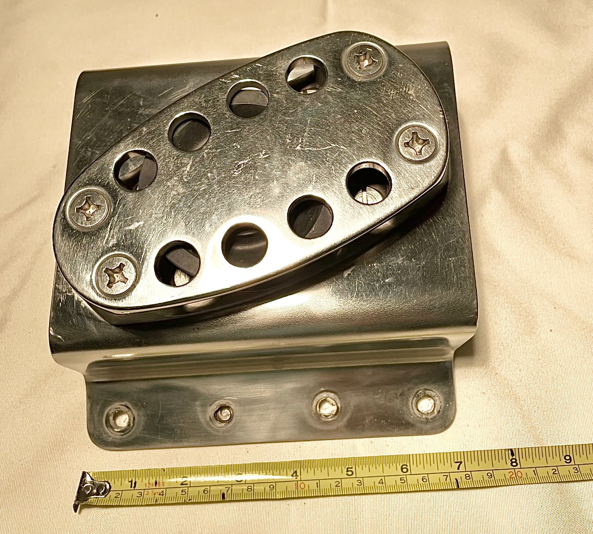 Large Schaefer Stainless Single Angled Cheek Blocks On Stand (Port & Starboard) -3 3/8" PAIR