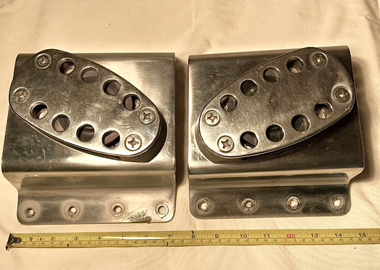 Large Schaefer Stainless Single Angled Cheek Blocks On Stand (Port & Starboard) -3 3/8" PAIR